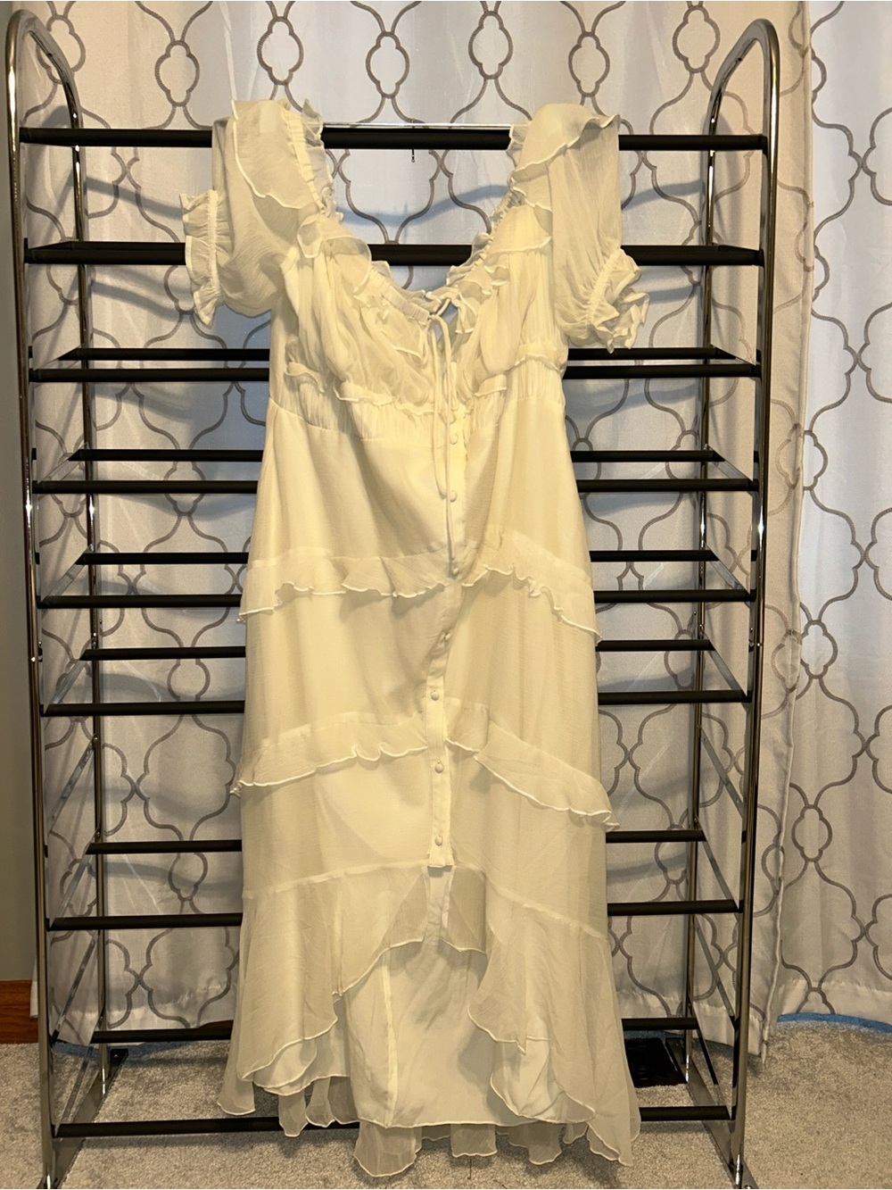 ASOS Curve Ivory Ruffle Maxi Dress